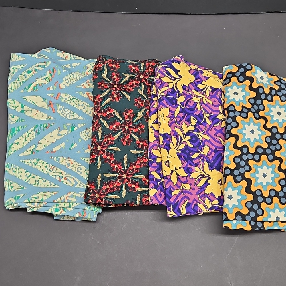 LuLaRoe TC Leggings Colorful Mixed Pattern Bundle Purple & Teal Accents